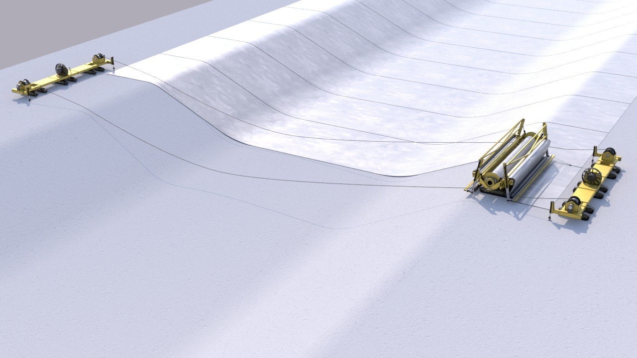 Robotic underwater liner installation